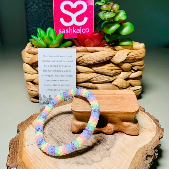 Sashka Pastel colored glass beaded bracelet, hand crafted - Picture 2 of 4